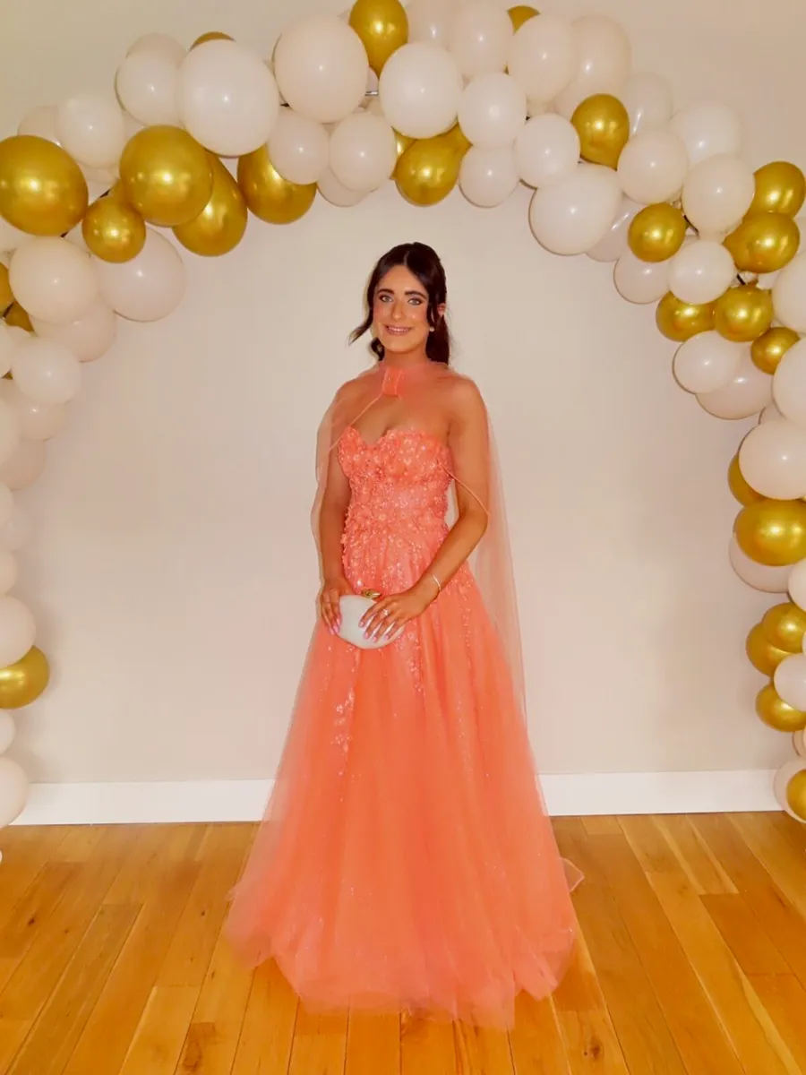 Dani’s Closet Orange Coral Debs Prom Dress Size 8 - Image 2