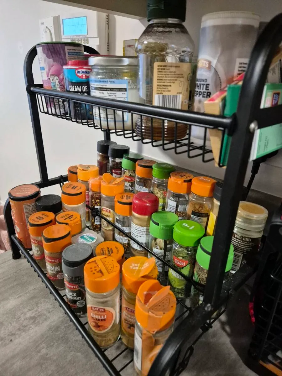 2-Tier Black Metal Countertop Spice Rack / Kitchen - Image 4