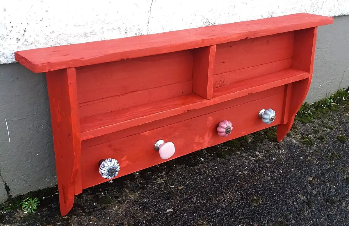 NEW Rustic cubby coat rack / floating shelf - Image 3