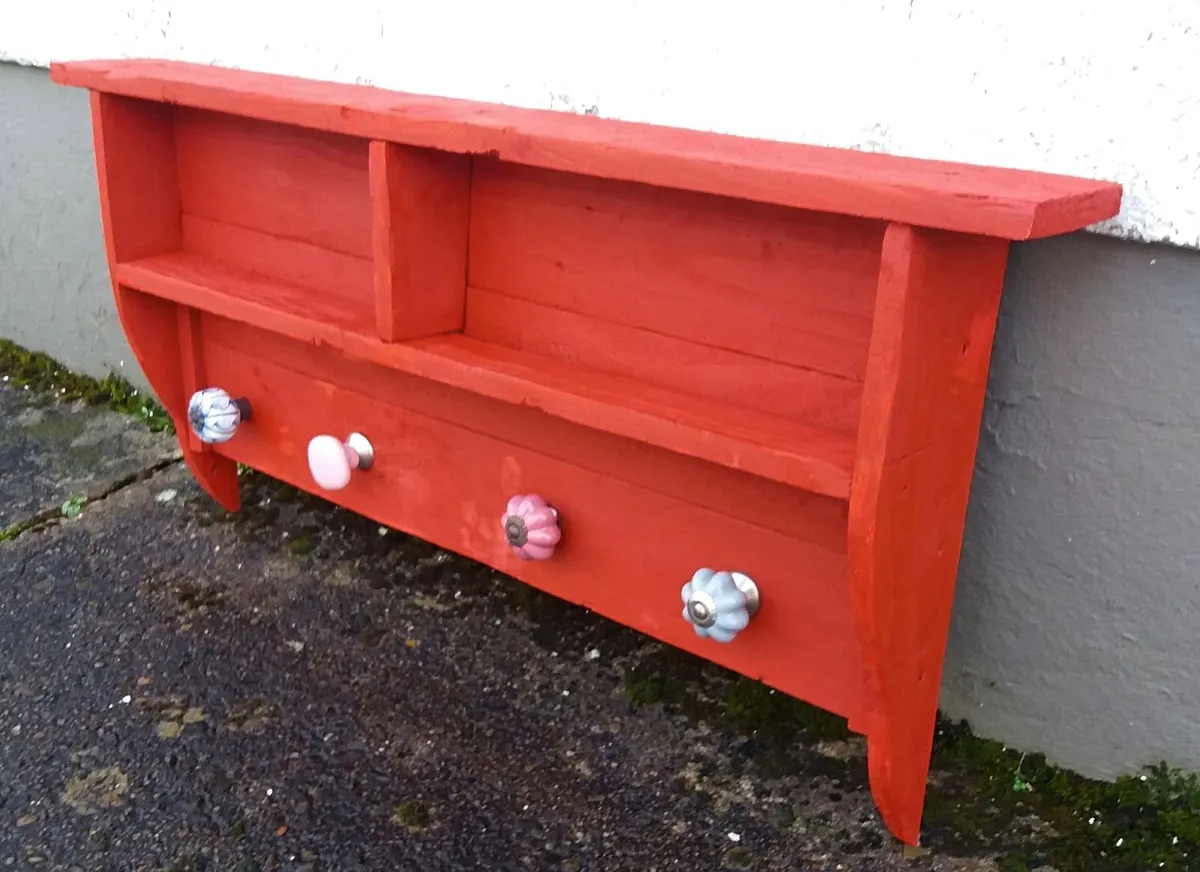 NEW Rustic cubby coat rack / floating shelf - Image 4