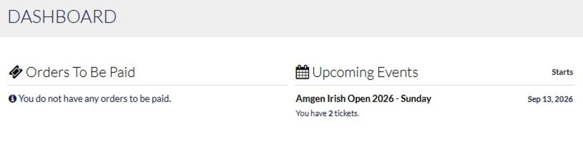 2 no. Irish open sunday tickets - Image 1