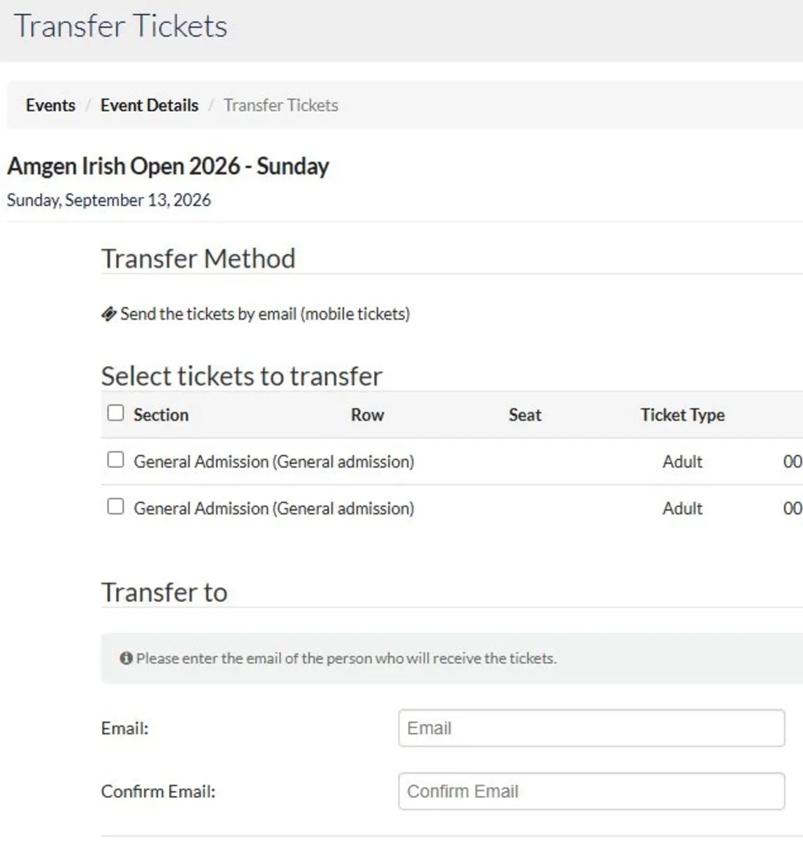 2 no. Irish open sunday tickets - Image 2