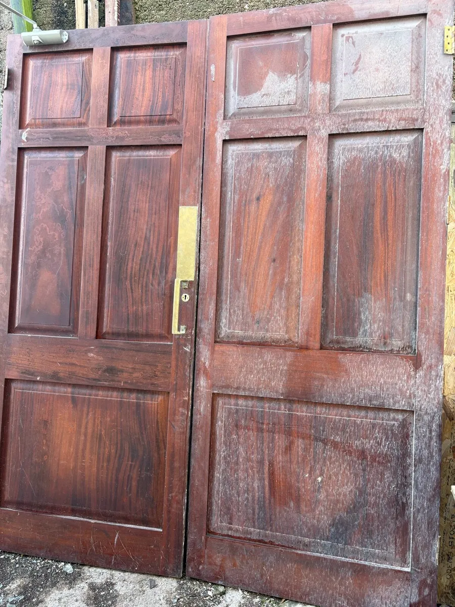 2 pairs of large mahogany double doors - Image 1