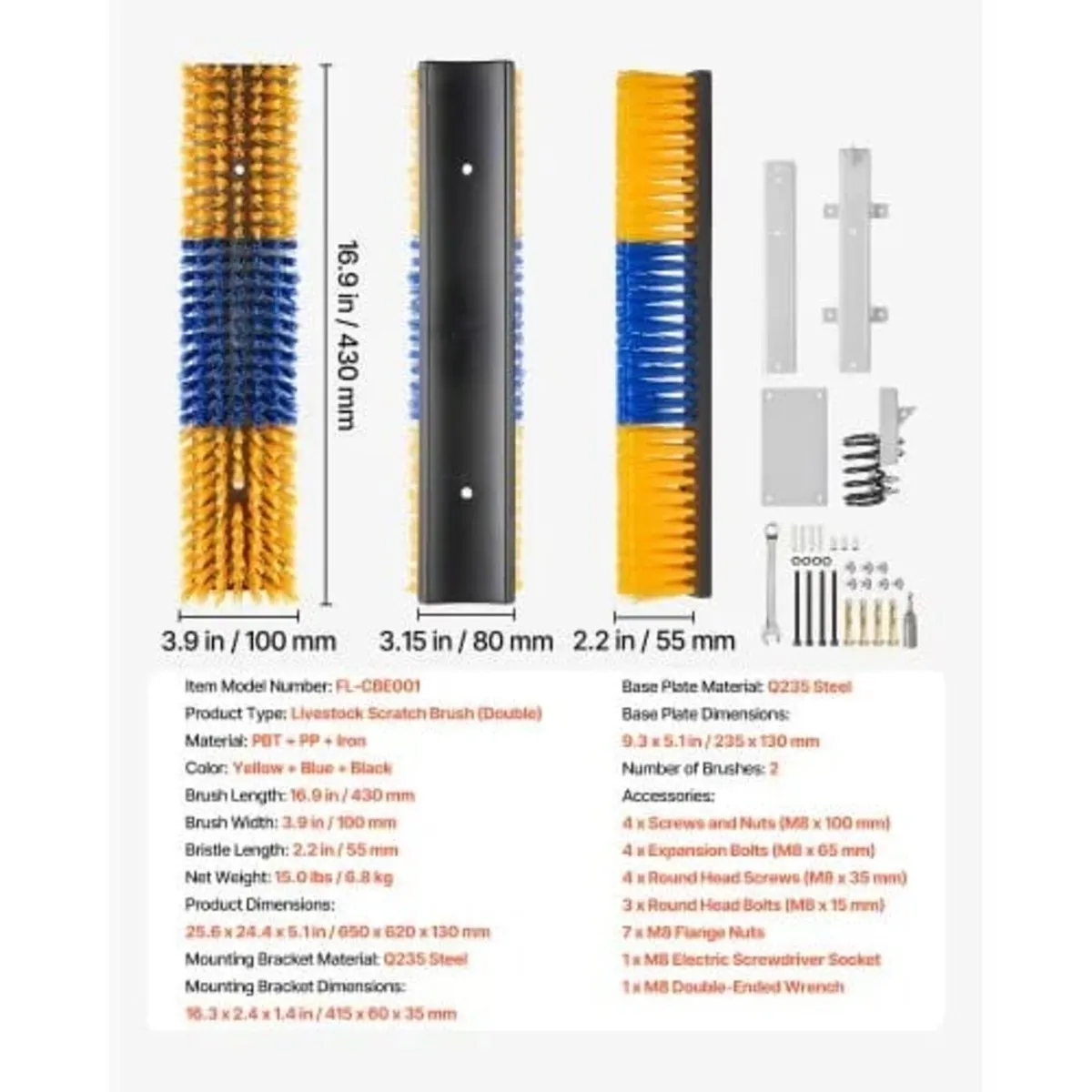 2 Way Livestock Scratching Brush, Dual Sided Goat - Image 4