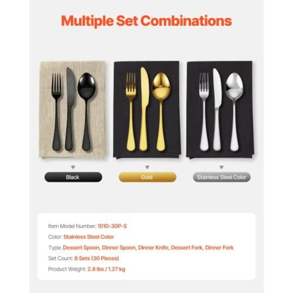 30-Piece Silverware Set, Food-Grade Stainless Stee - Image 4