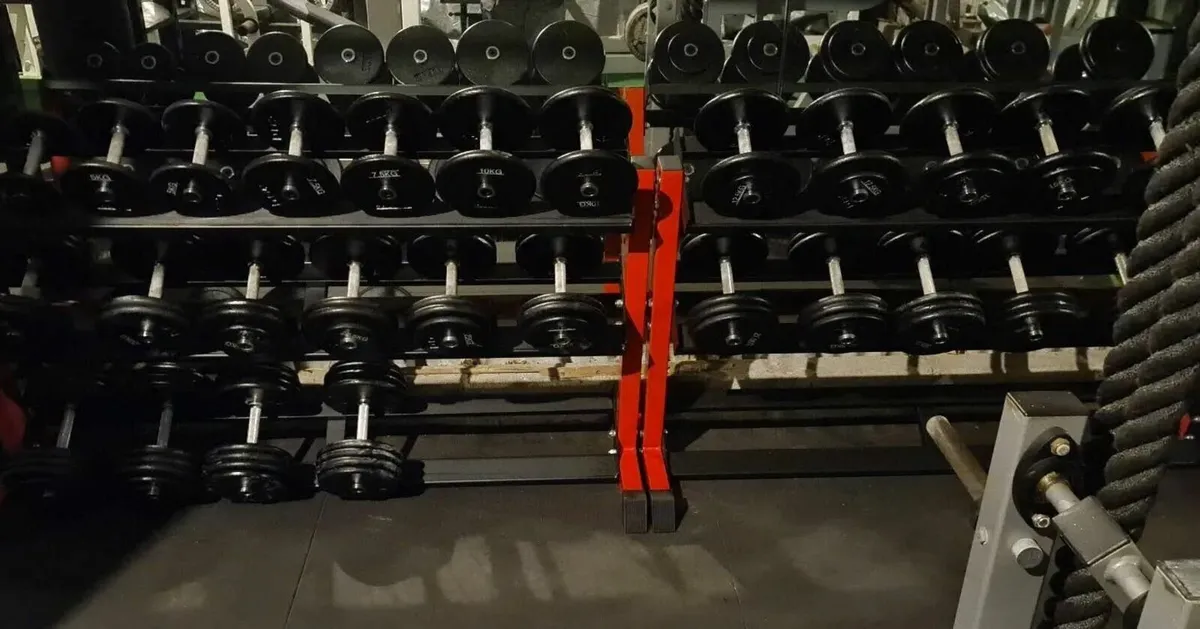 Commercial Dumbbell Set Pairs 2.5–37.5kg & 2 Racks - Image 1