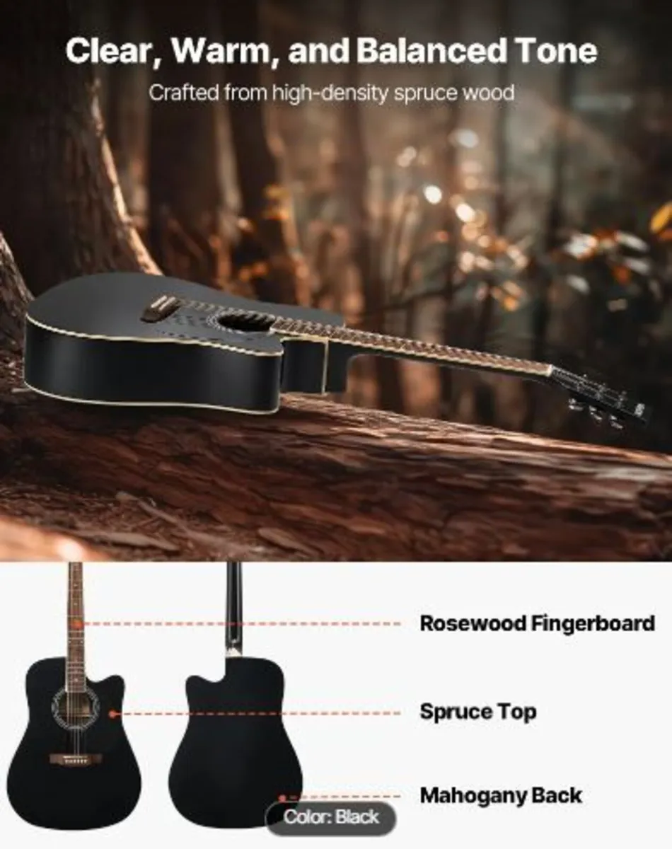 1041 mm (41 in) Cutway Acoustic Guitar Beginner - Image 3