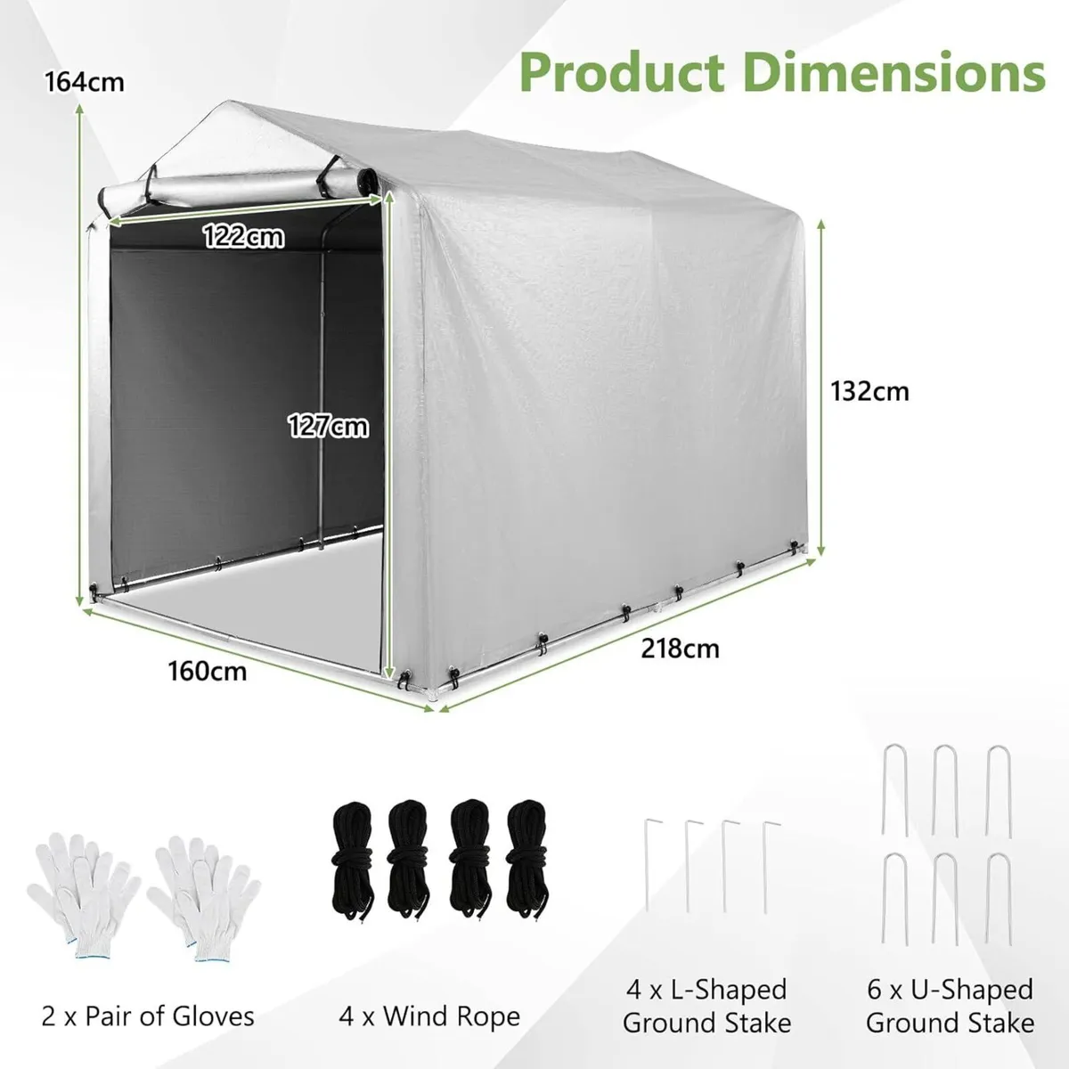 7x5.2FT Garden Storage Shed Waterproof Bike - Image 3