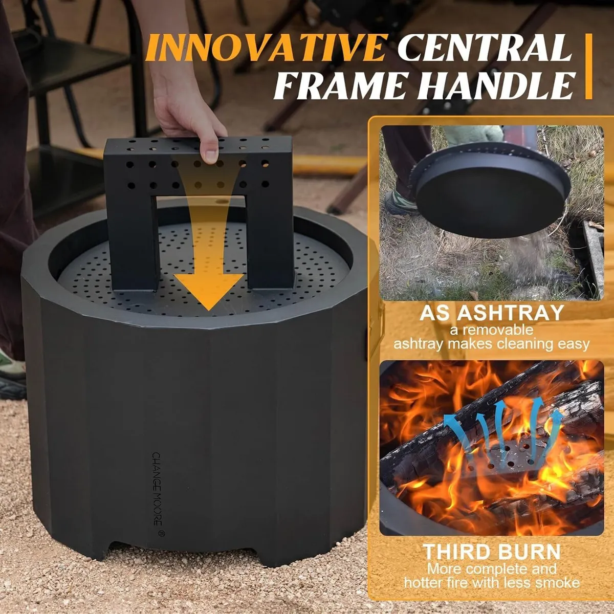 Changemoore Smokeless Fire Pit 19.6'' Triple Burn - Image 4