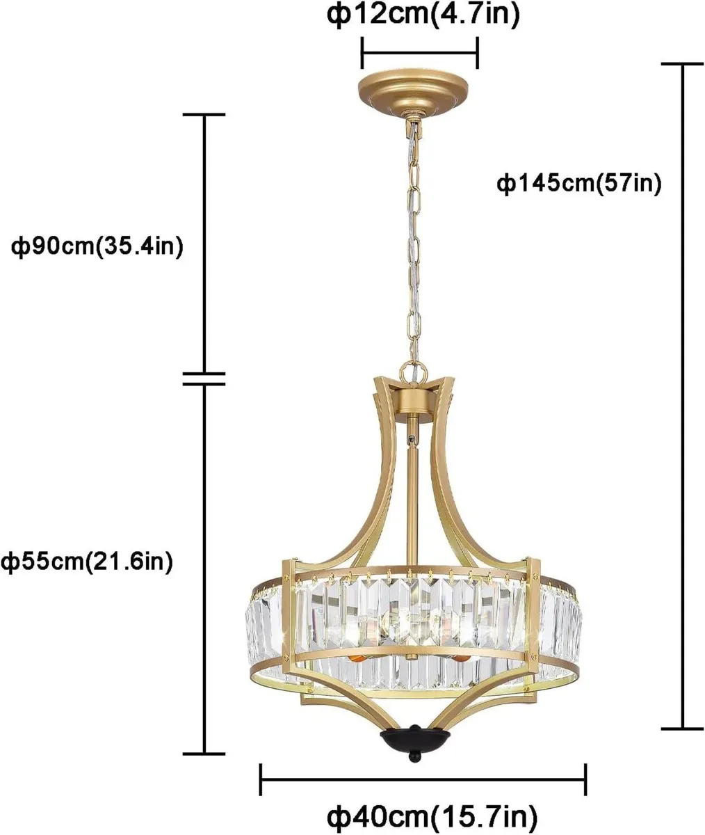 5-Light Crystal Chandelier Ceiling Light Fixture - Image 2