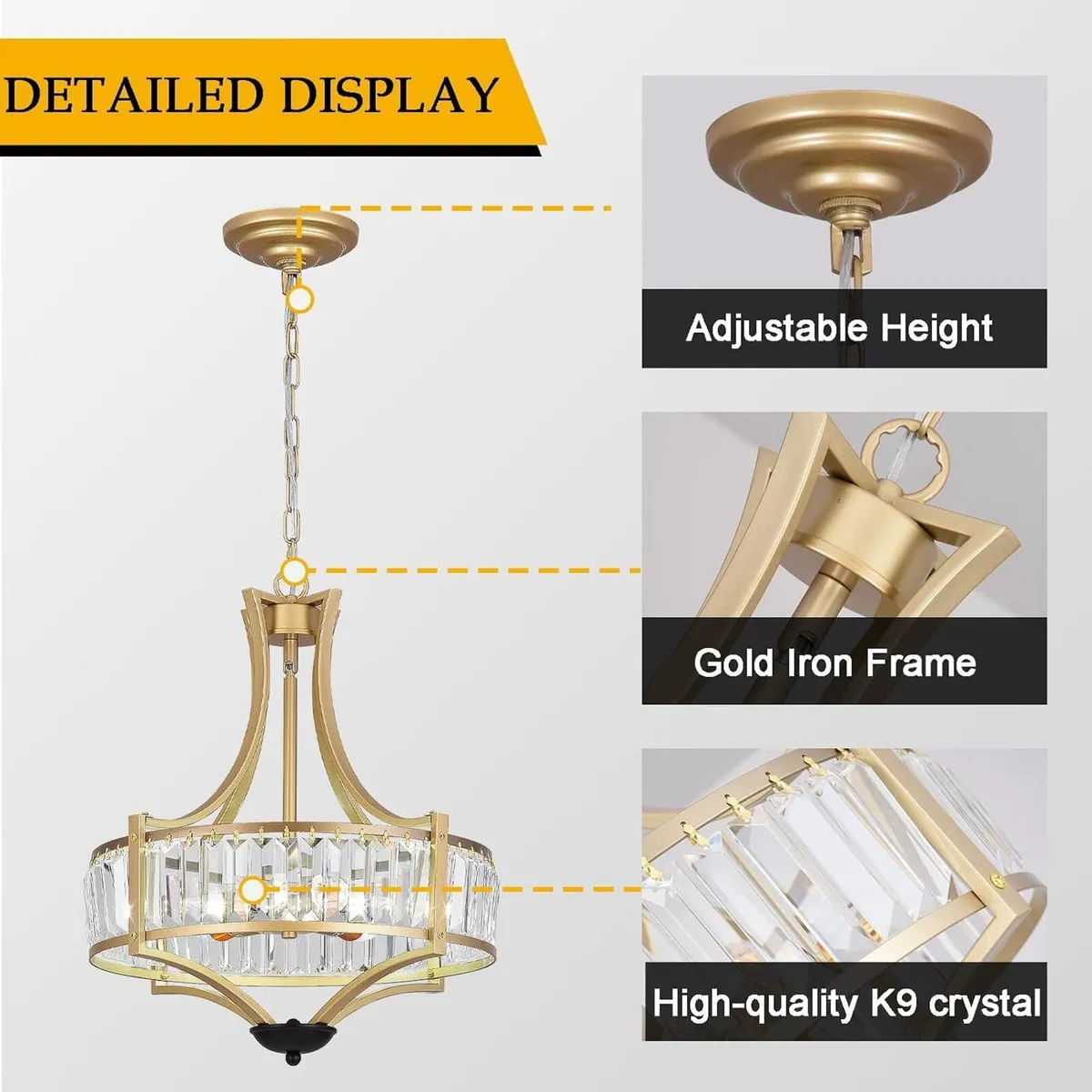 5-Light Crystal Chandelier Ceiling Light Fixture - Image 4