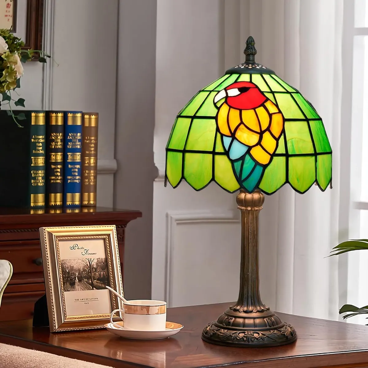 Tiffany Lamp Stained Glass Table Bedroom Bedside - Image 2
