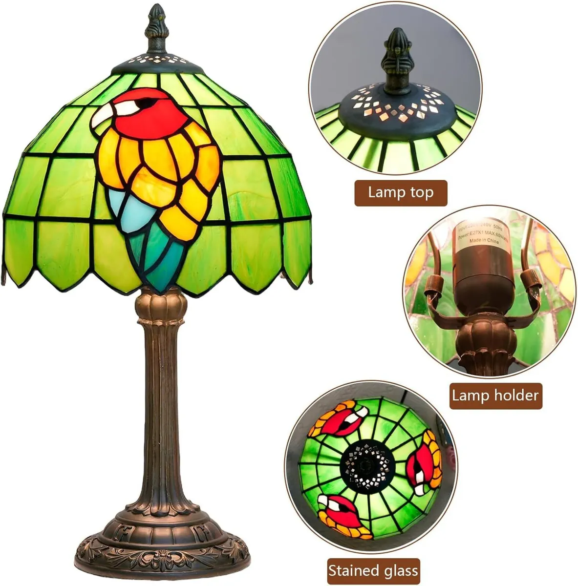 Tiffany Lamp Stained Glass Table Bedroom Bedside - Image 3