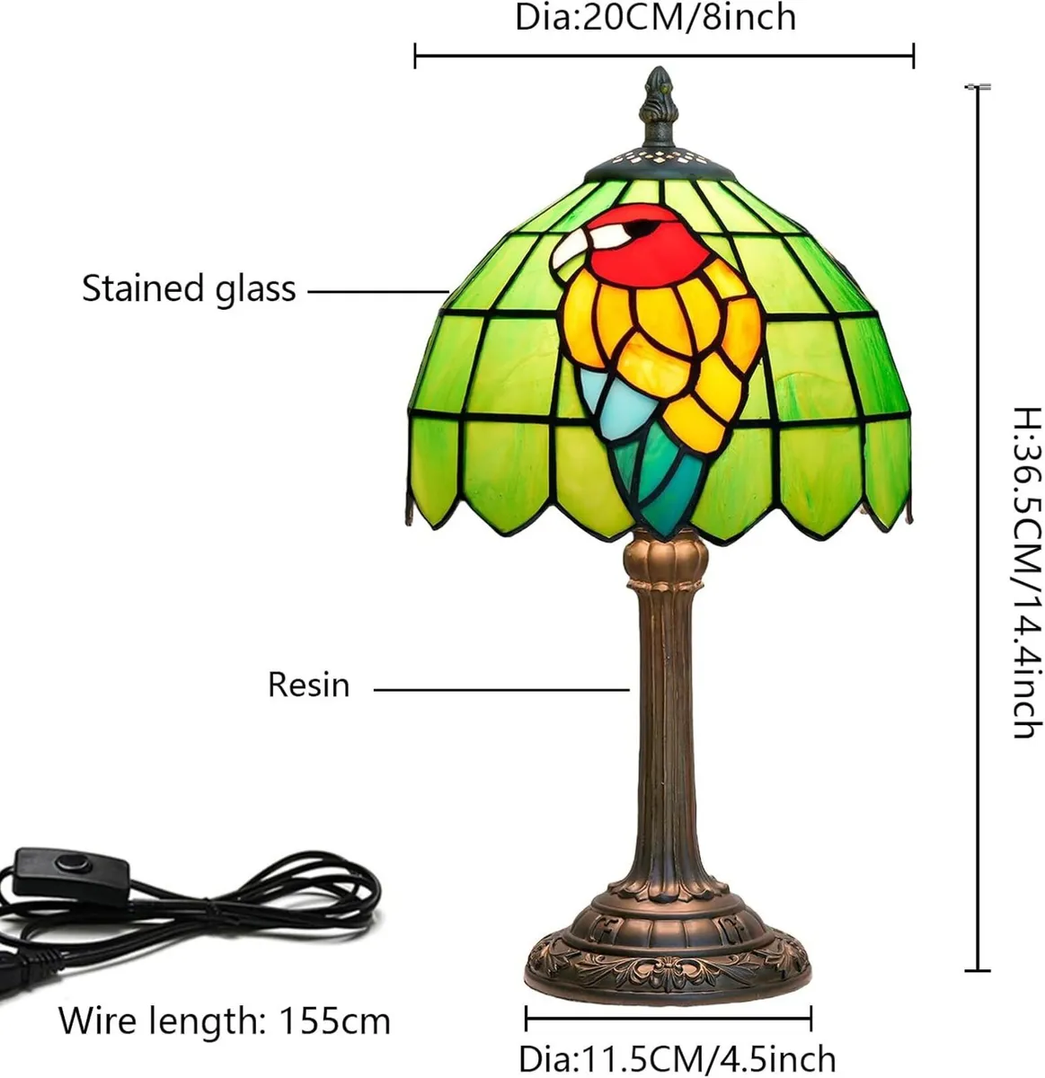 Tiffany Lamp Stained Glass Table Bedroom Bedside - Image 4