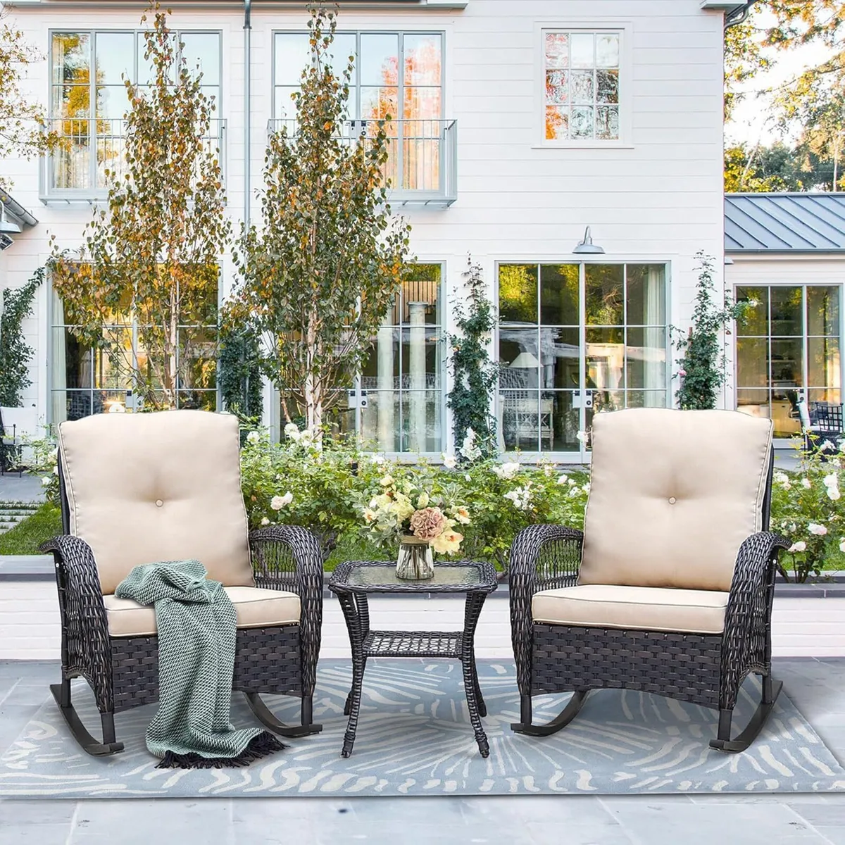Garden Rocking Chair Outdoor Rattan - Image 2