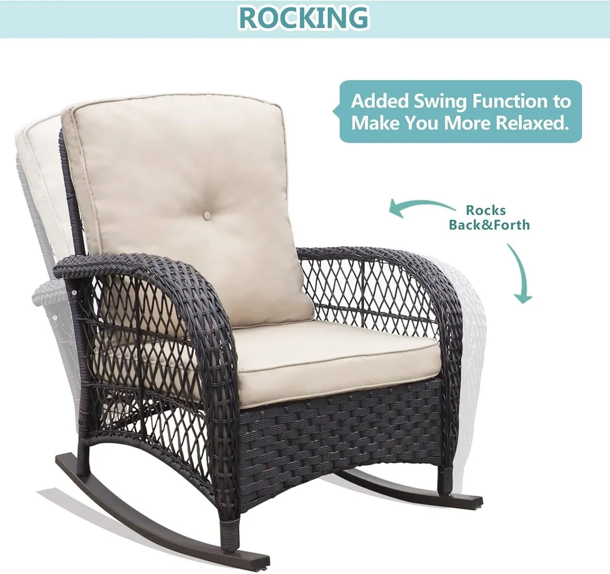 Garden Rocking Chair Outdoor Rattan - Image 4