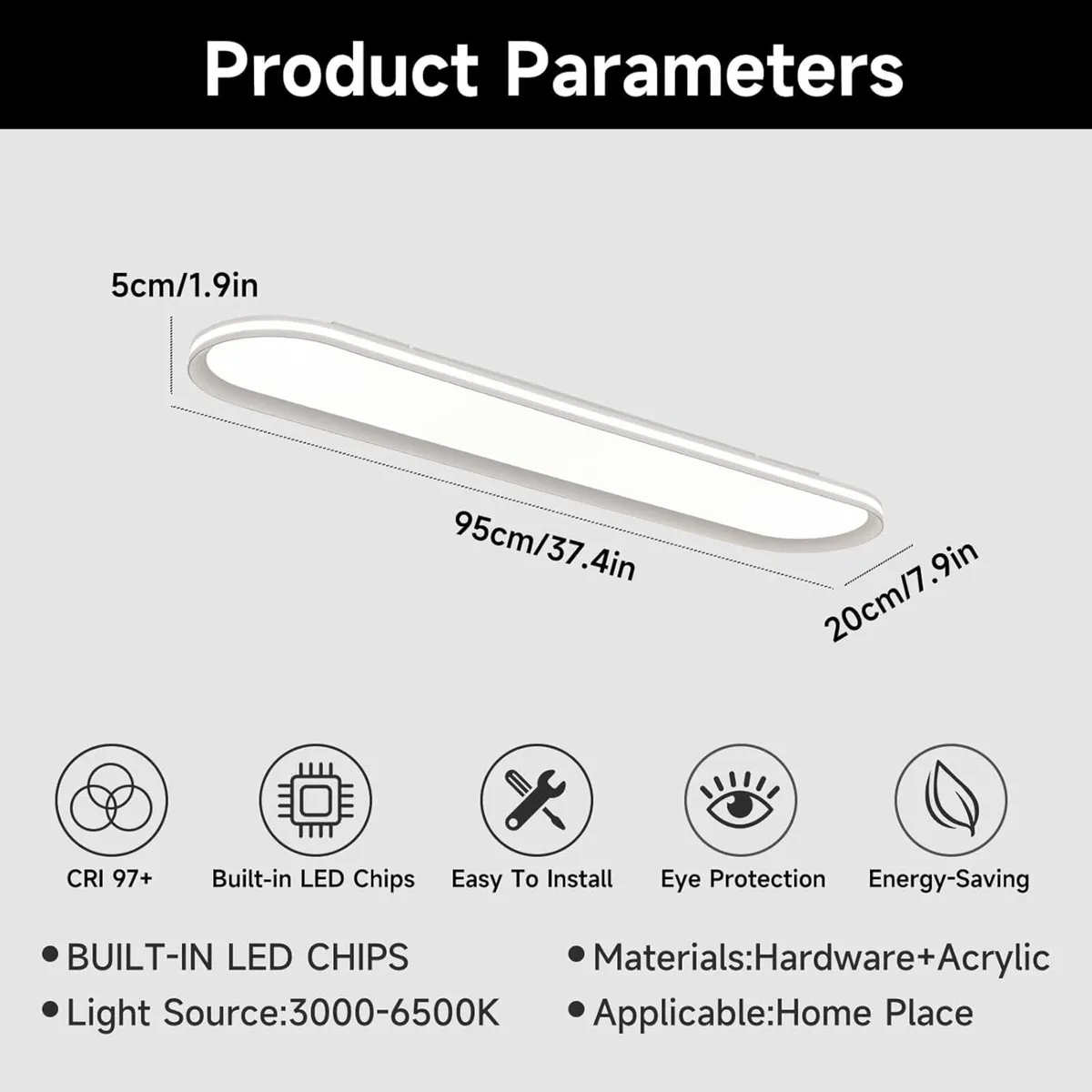 Dimmable Metal LED Ceiling Light Slim Edge - Image 4