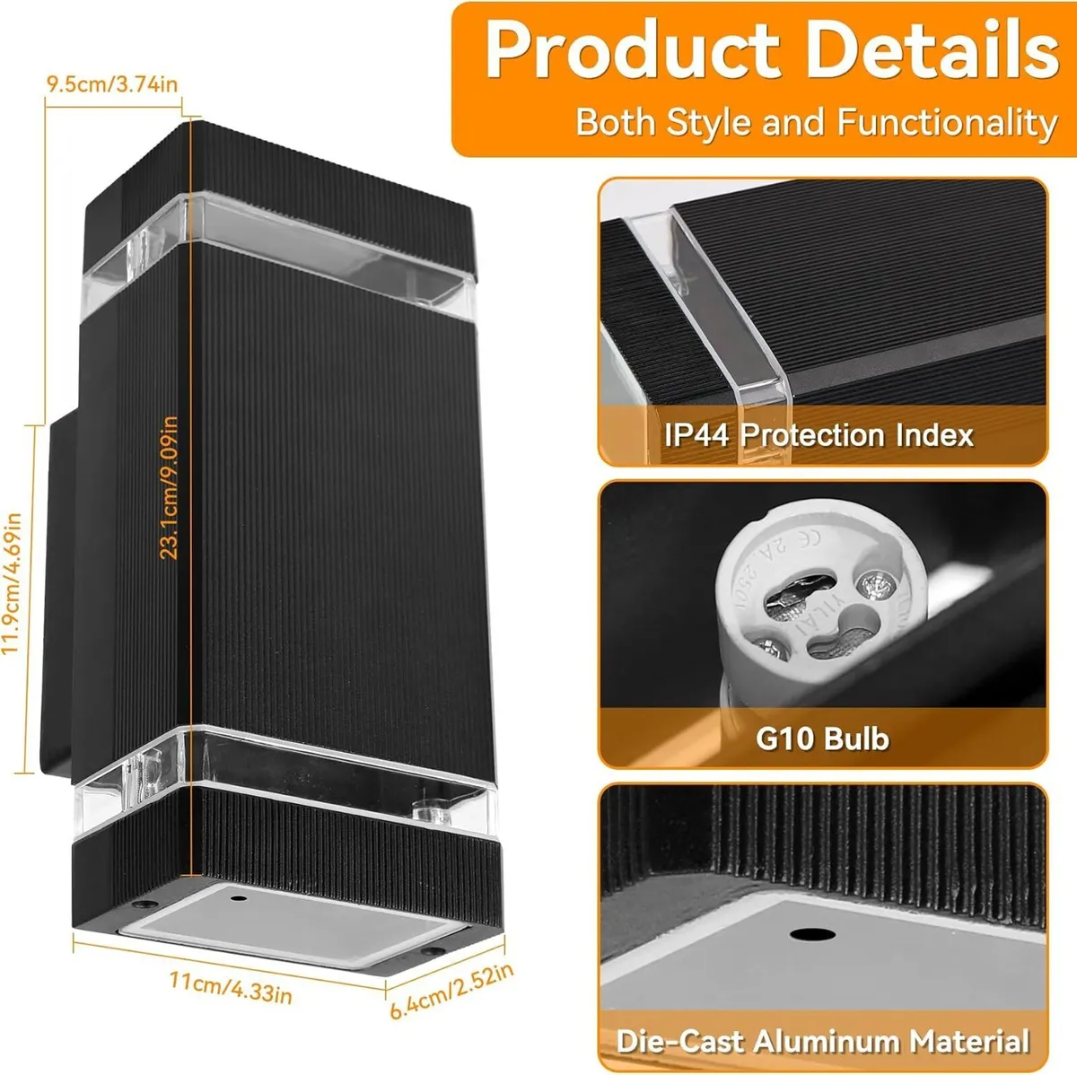 Outdoor Wall Light Modern Aluminium Square Base - Image 4