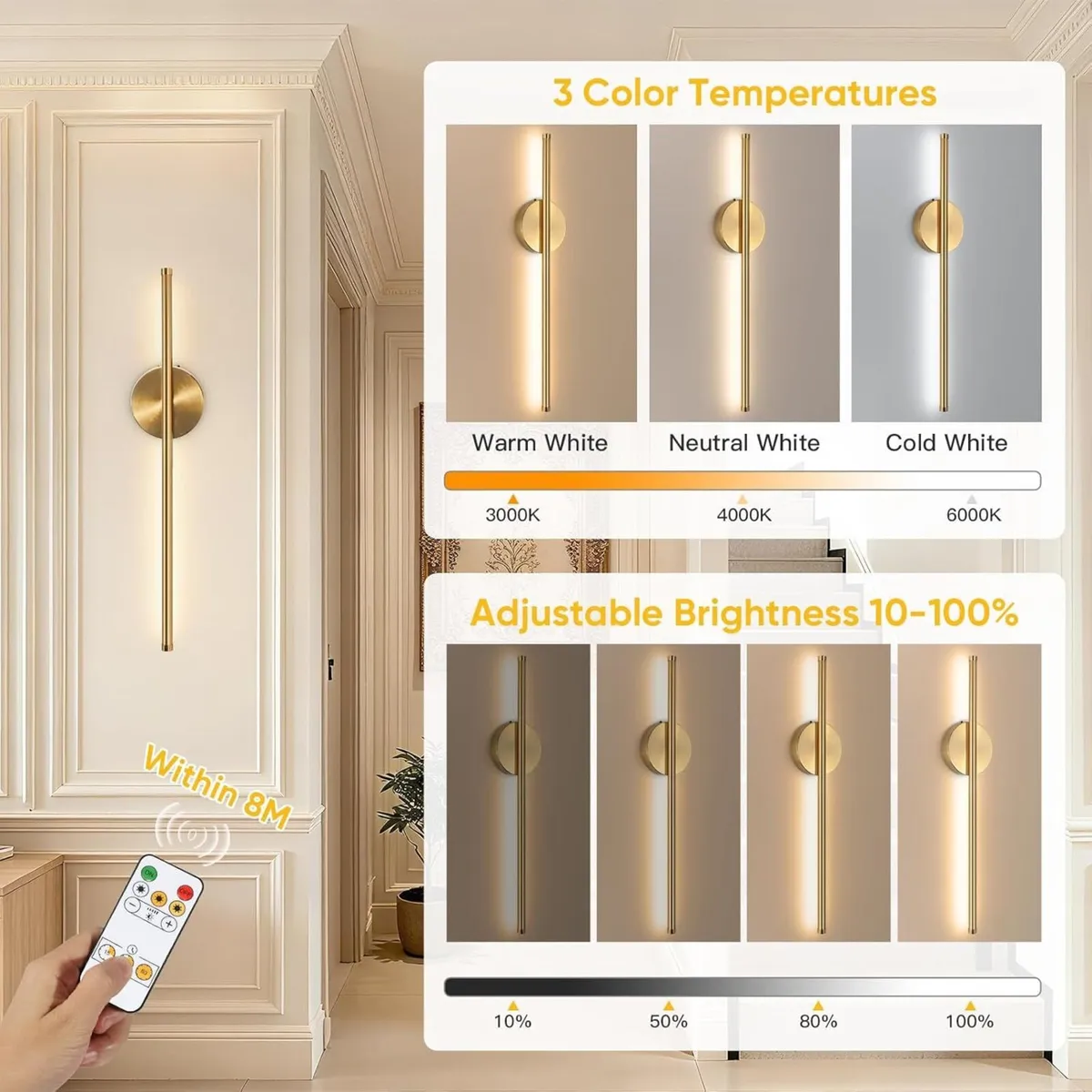 Rechargeable Wall Lights with Remote Control - Image 4