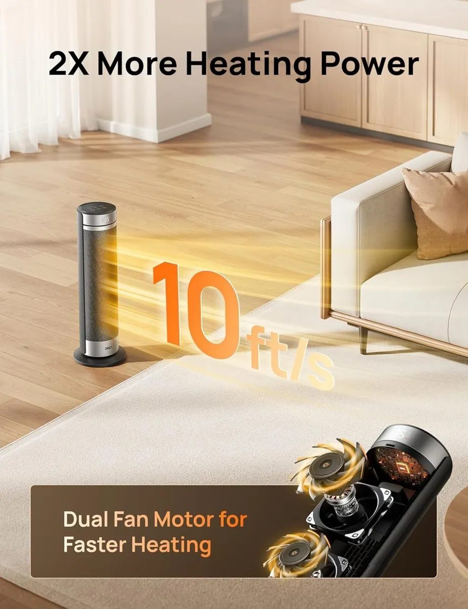 23 Inch Space Heater 2000W Silent Electric Heaters - Image 3