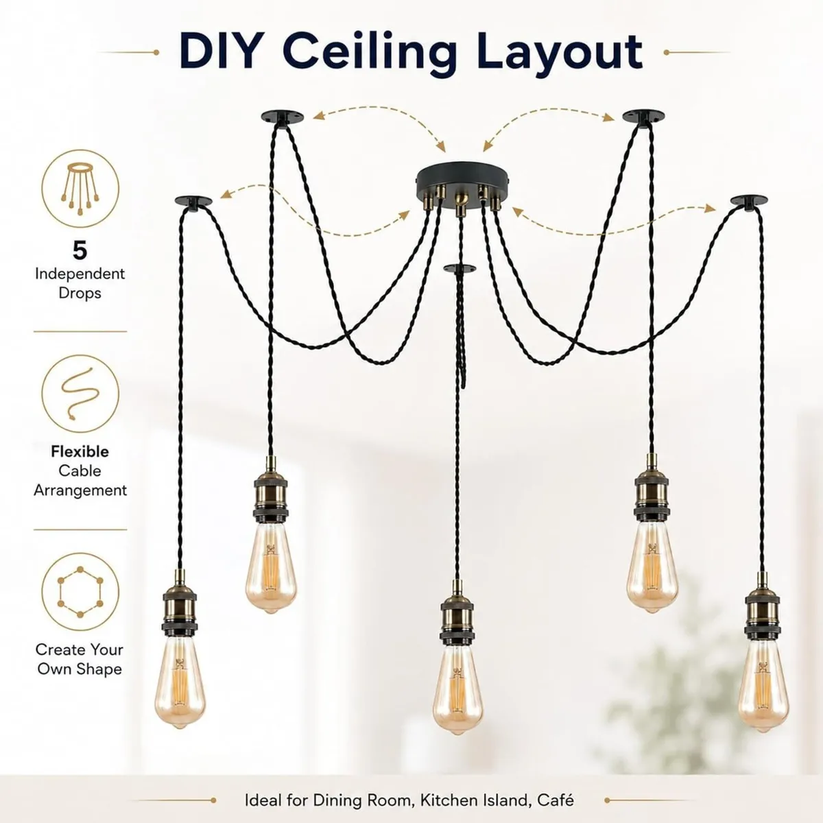 Lighting Industrial 5-Light Spider Pendant Light - Image 3