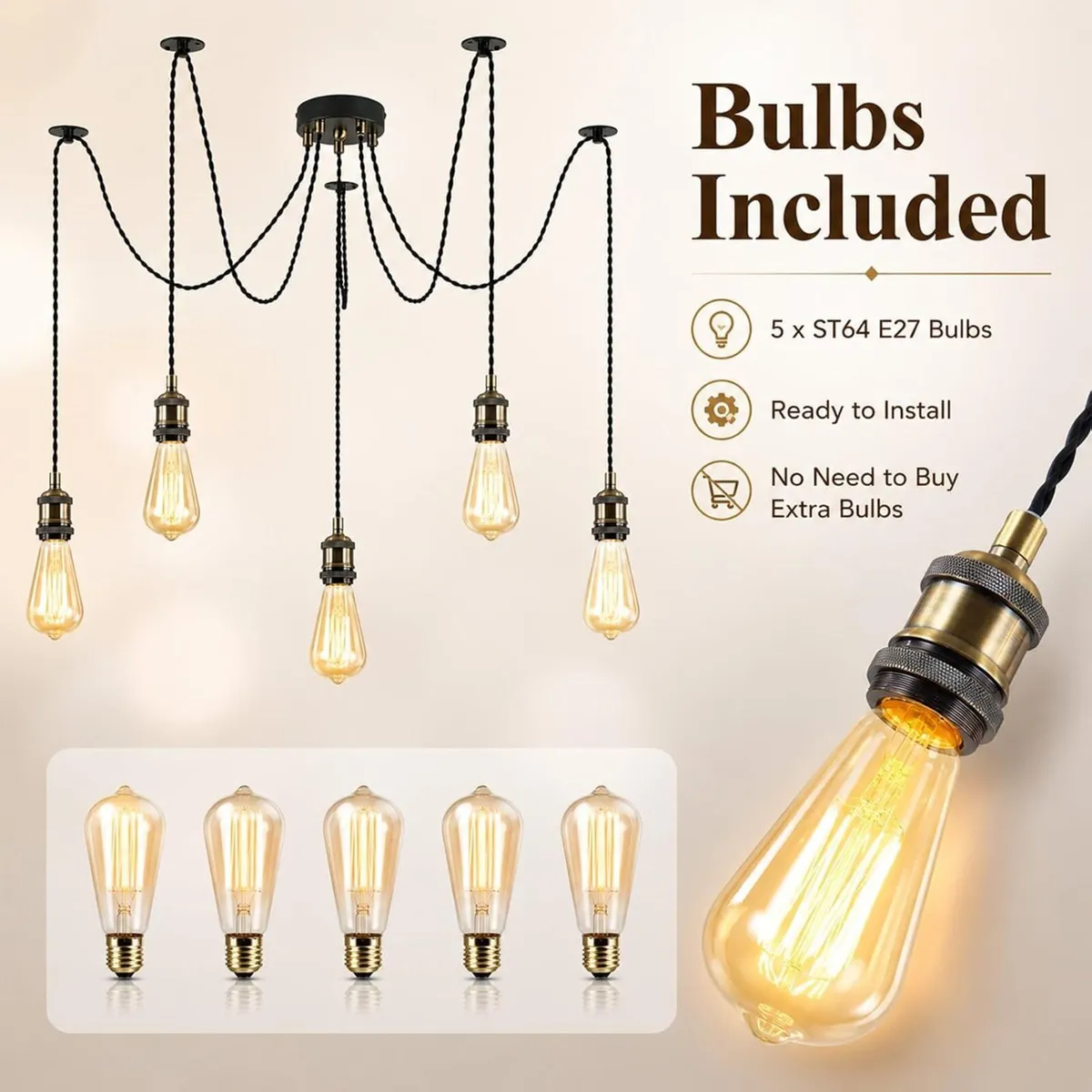 Lighting Industrial 5-Light Spider Pendant Light - Image 4