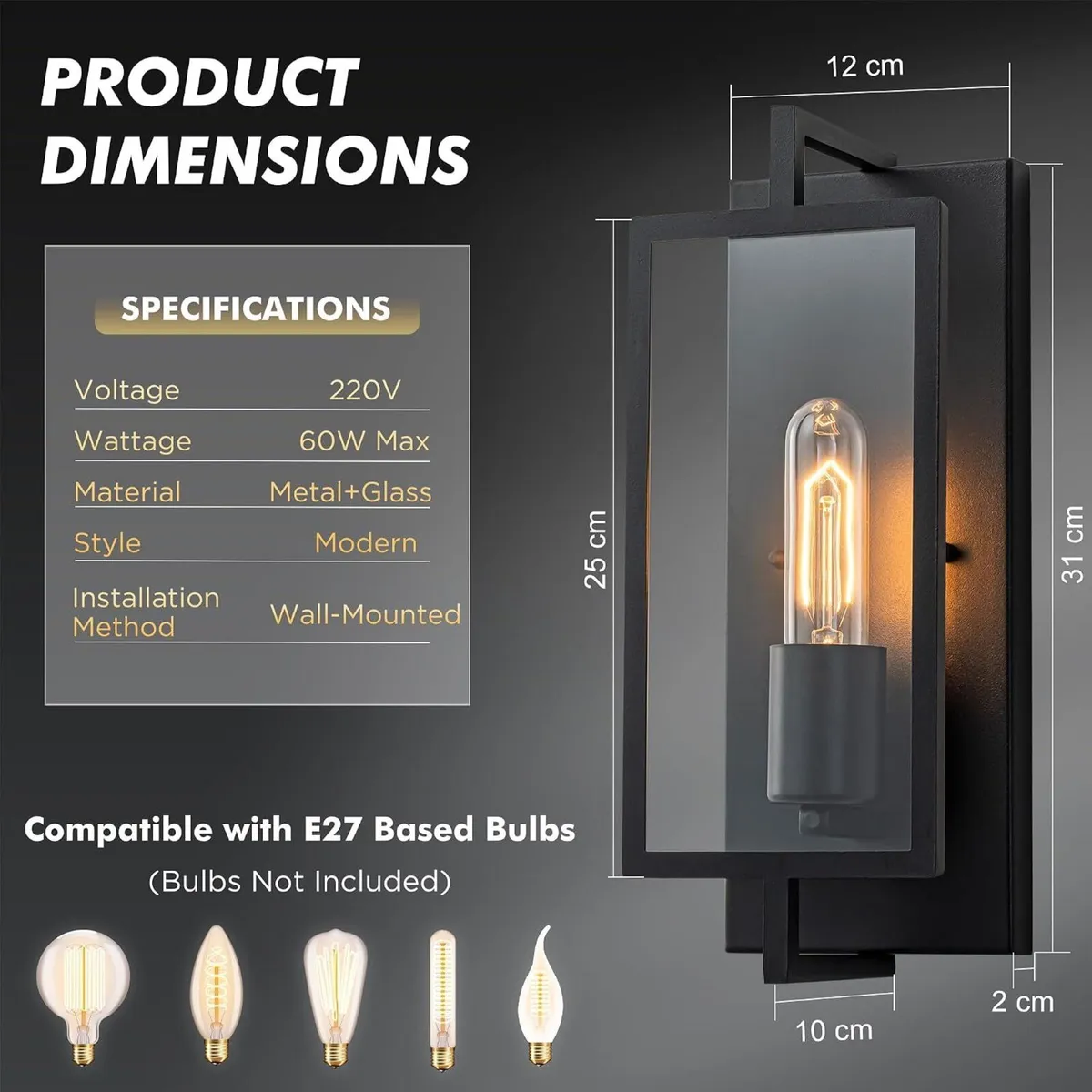 Industrial Wall Lights Sconce Lighting Metalglass - Image 2