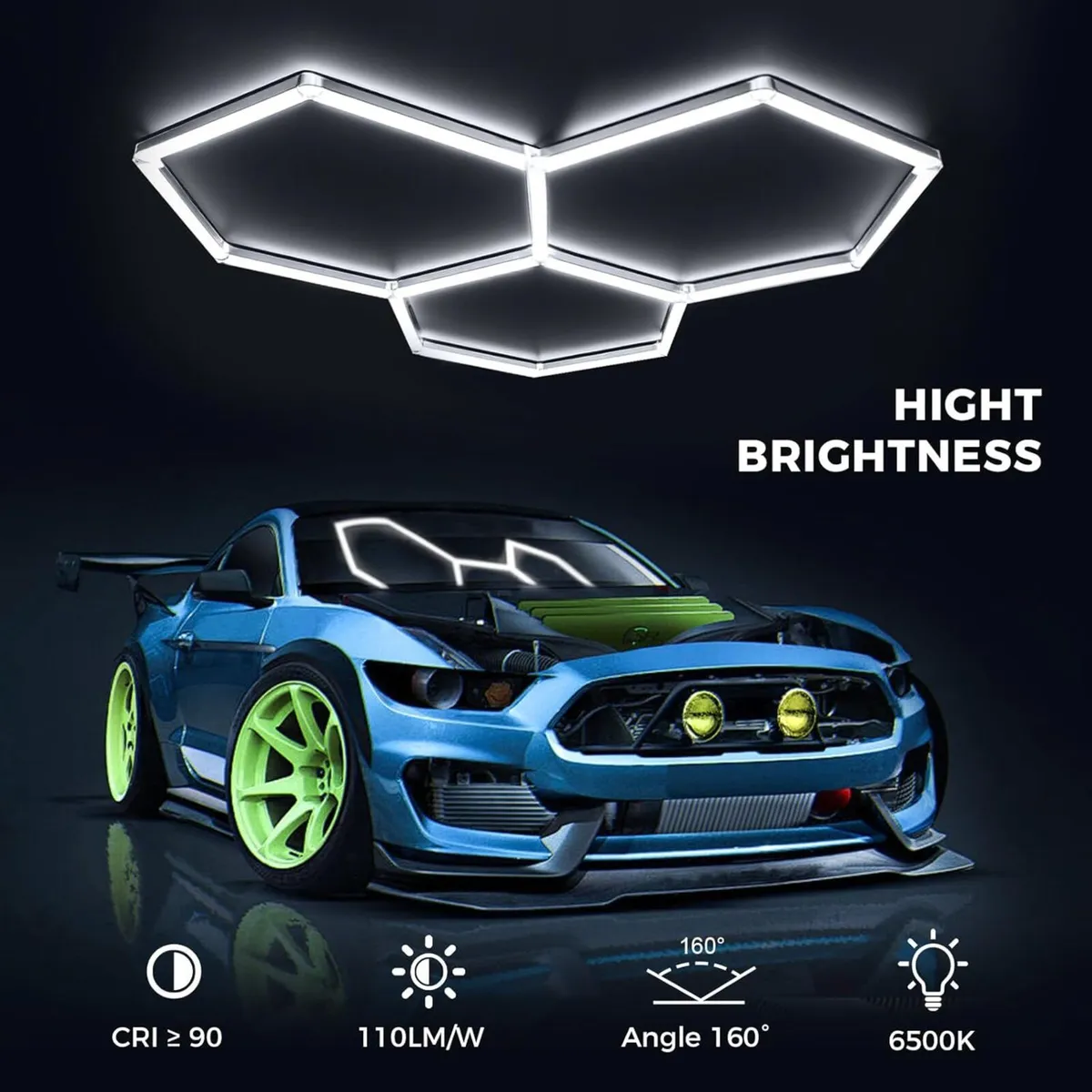Hexagon LED Garage Ceiling Light 3 Hex 128W - Image 4