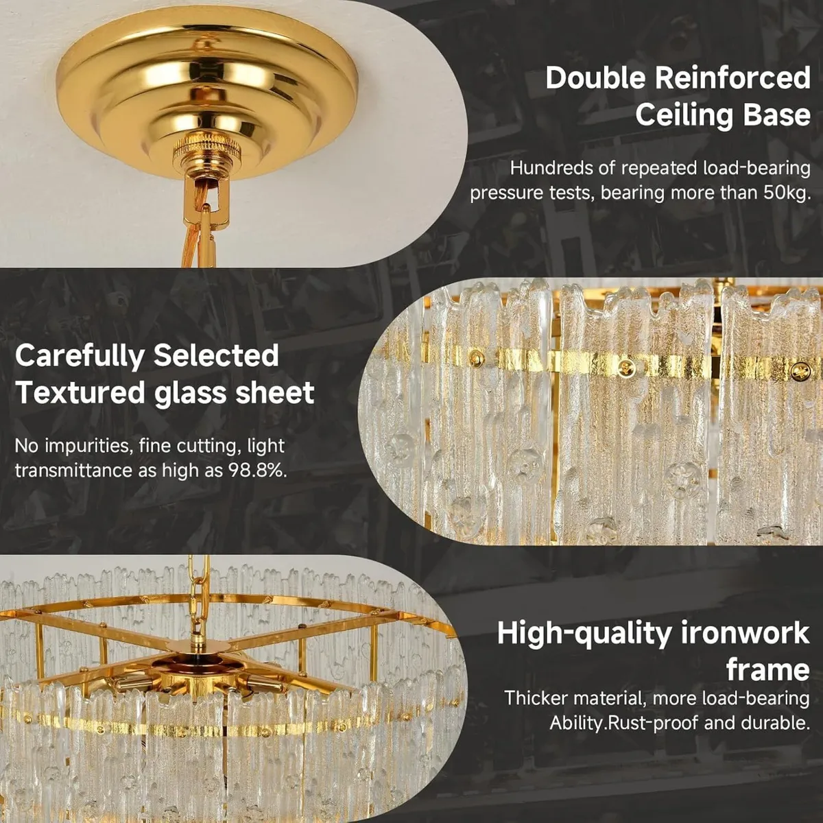 Modern Crystal Chandelier Round Glass Raindrop - Image 3