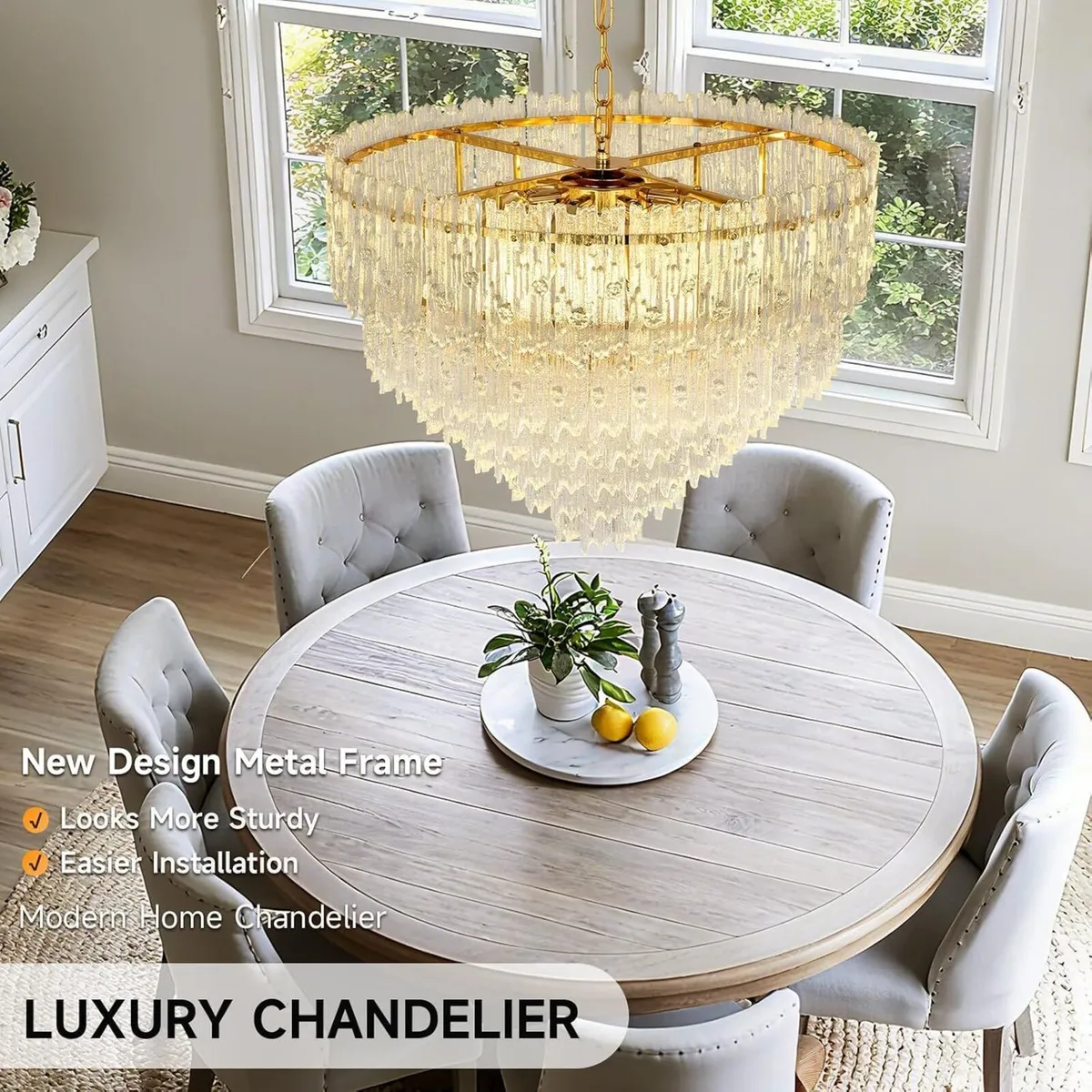 Modern Crystal Chandelier Round Glass Raindrop - Image 4