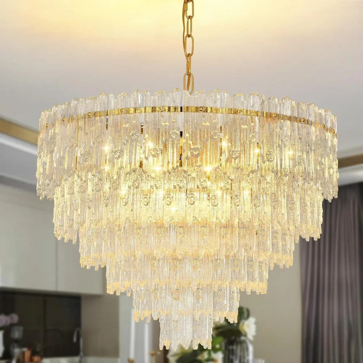 Modern Crystal Chandelier Round Glass Raindrop - Image 1