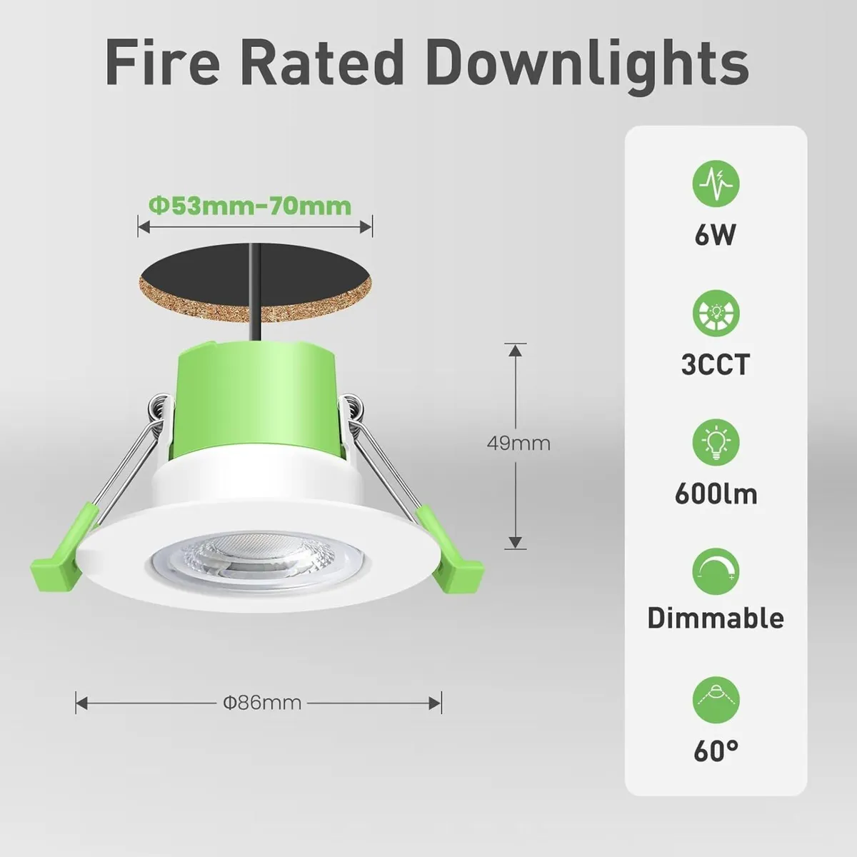 Fire Rated LED Downlights Bathroom Recessed - Image 2