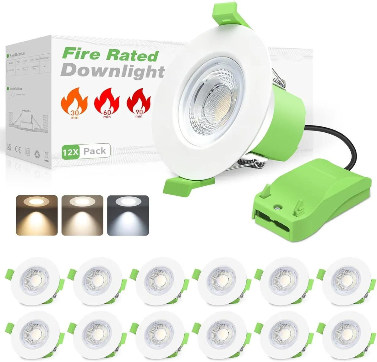 Fire Rated LED Downlights Bathroom Recessed - Image 1