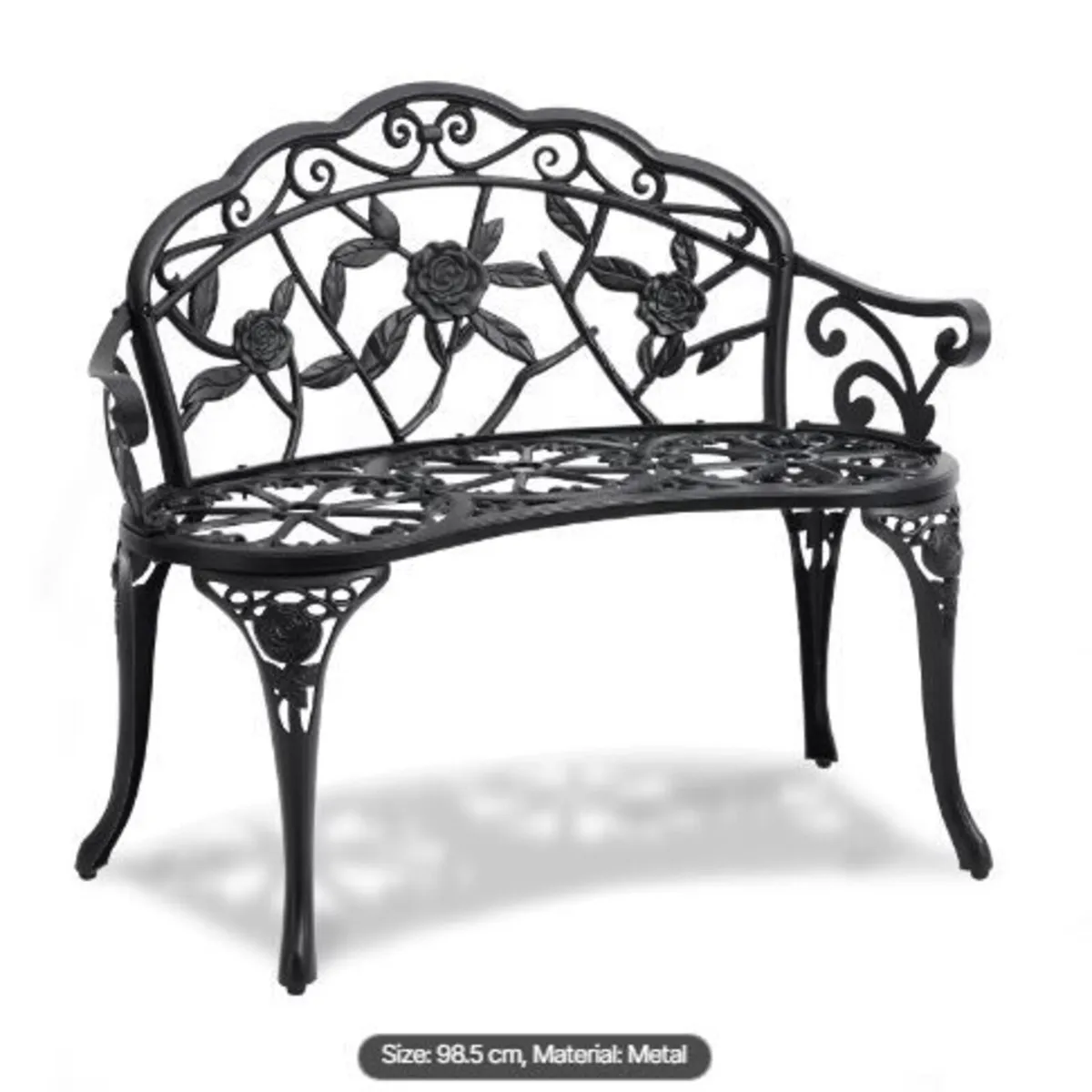 Outdoor Bench, 38.8 inches Metal Garden - Image 4