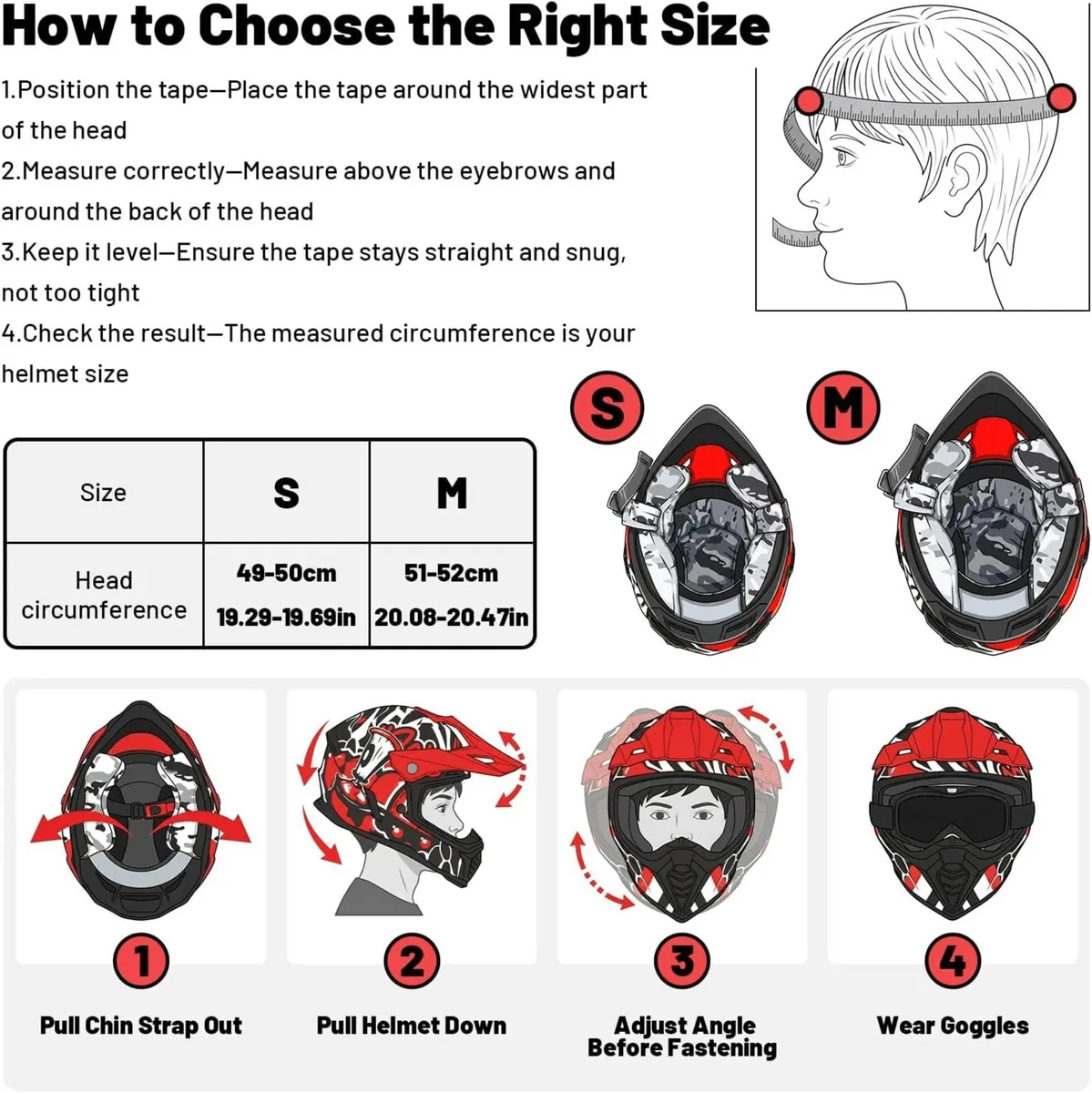 Dirt Bike Motorcycle & Bicycle Helmet, M 51–52 cm - Image 2