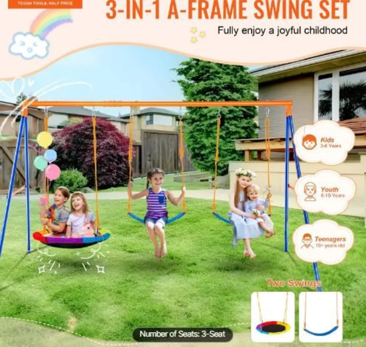 Swing Sets for Backyard, 600lbs Load - Image 2