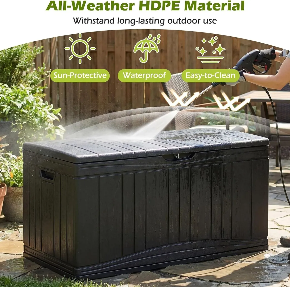 300L Garden Storage Box Waterproof Deck Boxes - Image 4