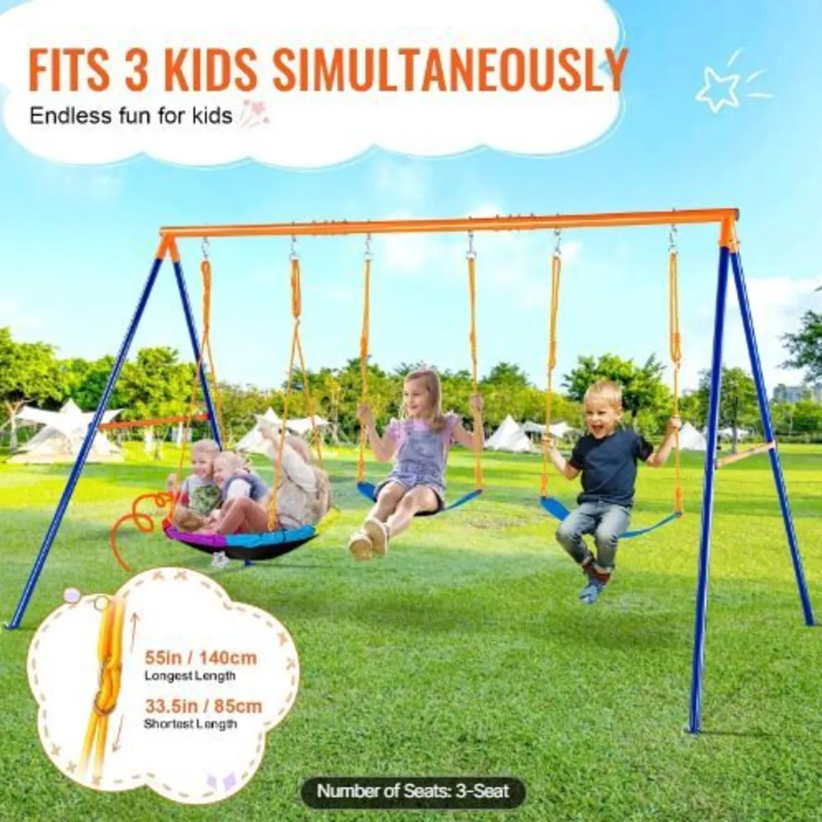 Swing Sets for Backyard, 600lbs Load - Image 4
