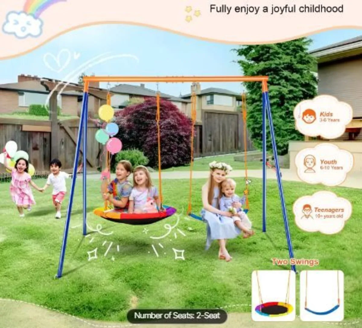 Swing Sets for Backyard, 440lbs Load Capacity - Image 2