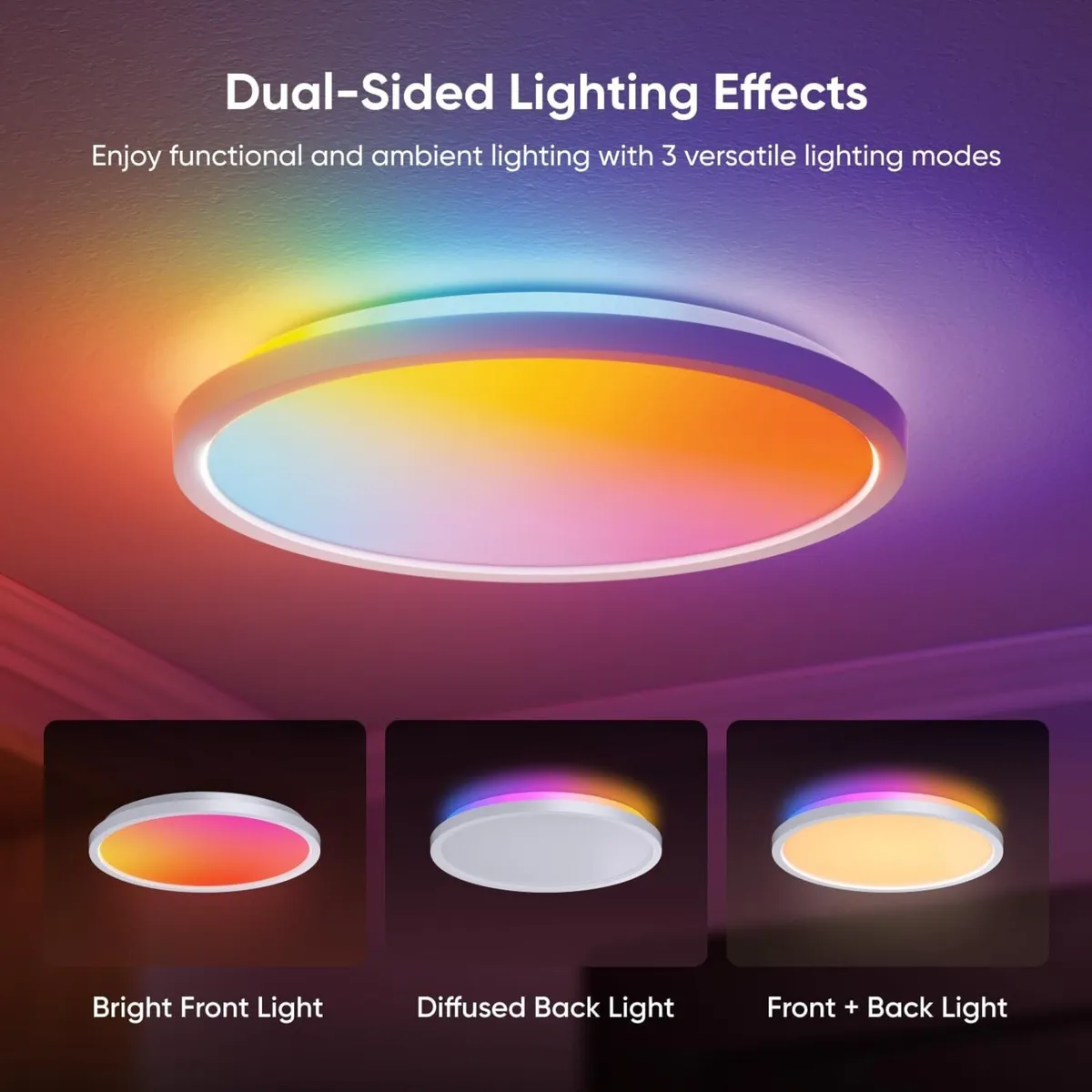 LED Ceiling Light Smart Rgbicw Flush Mount - Image 2