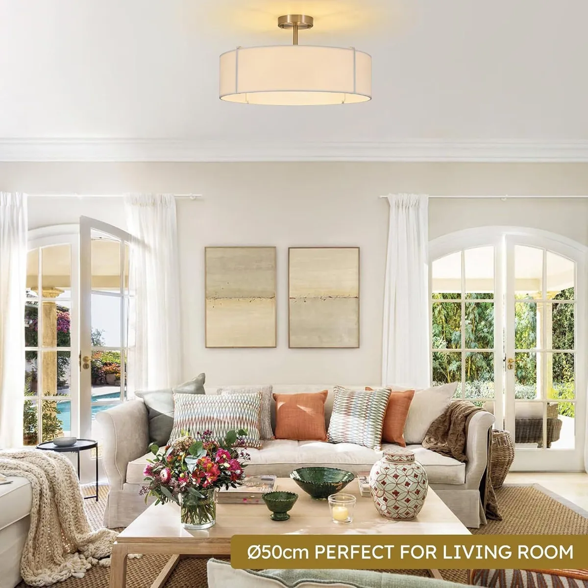Ceiling Light for Living Room 5 E14 Fabric - Image 2