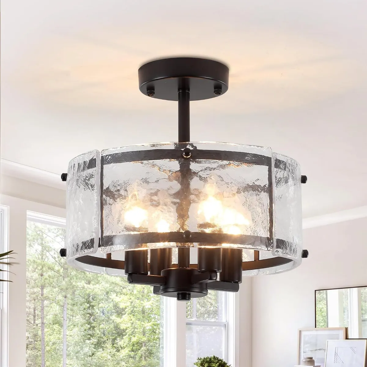 4- Ceiling Light E14 Semi Flush Glass ø52.5CM - Image 1