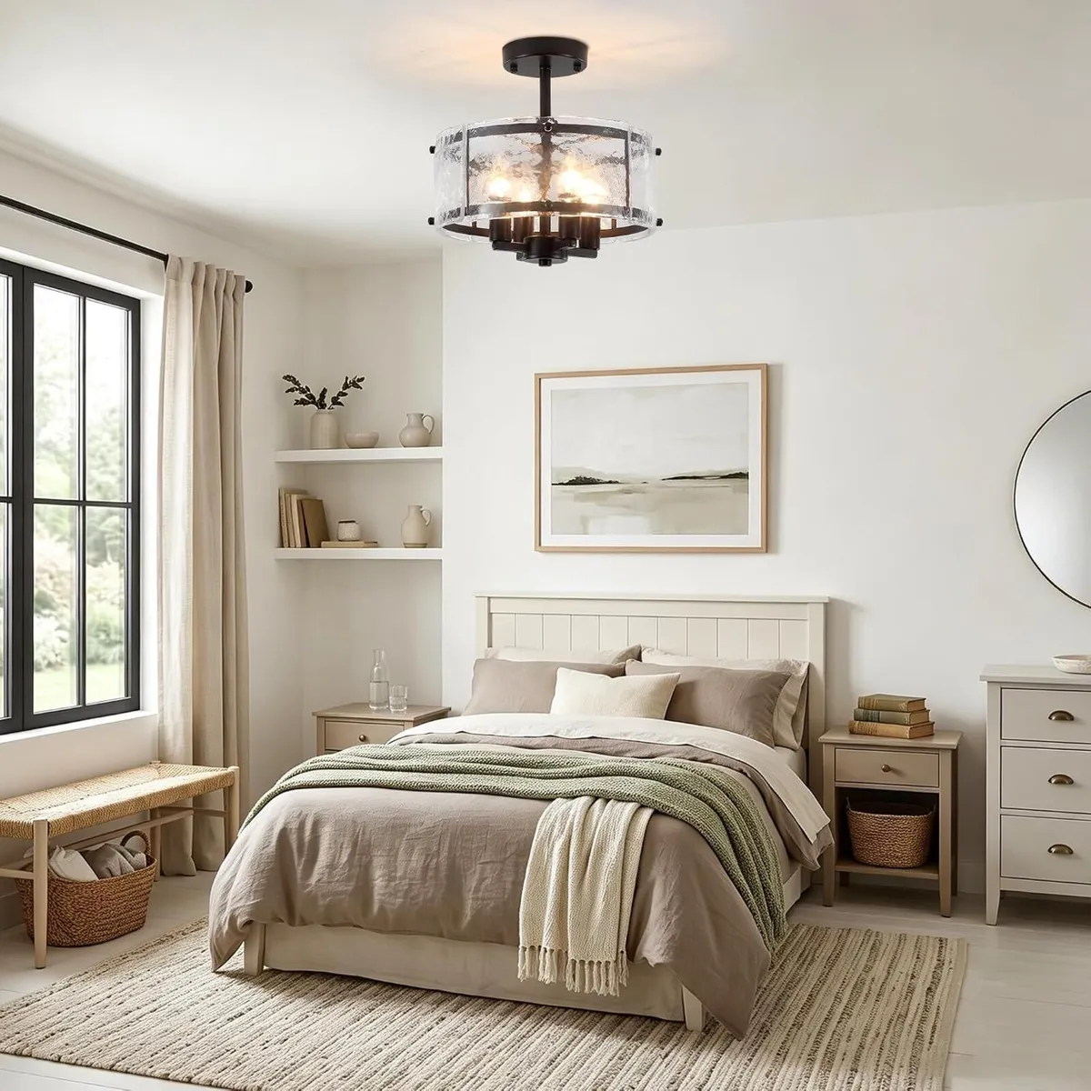 4- Ceiling Light E14 Semi Flush Glass ø52.5CM - Image 4