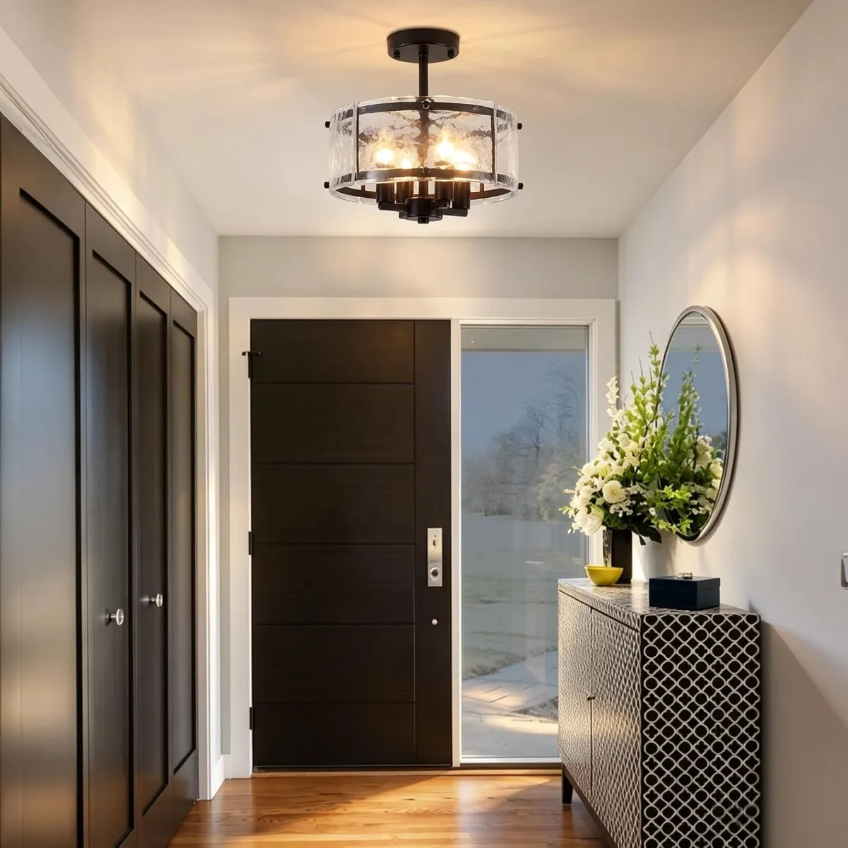 4- Ceiling Light E14 Semi Flush Glass ø52.5CM - Image 3