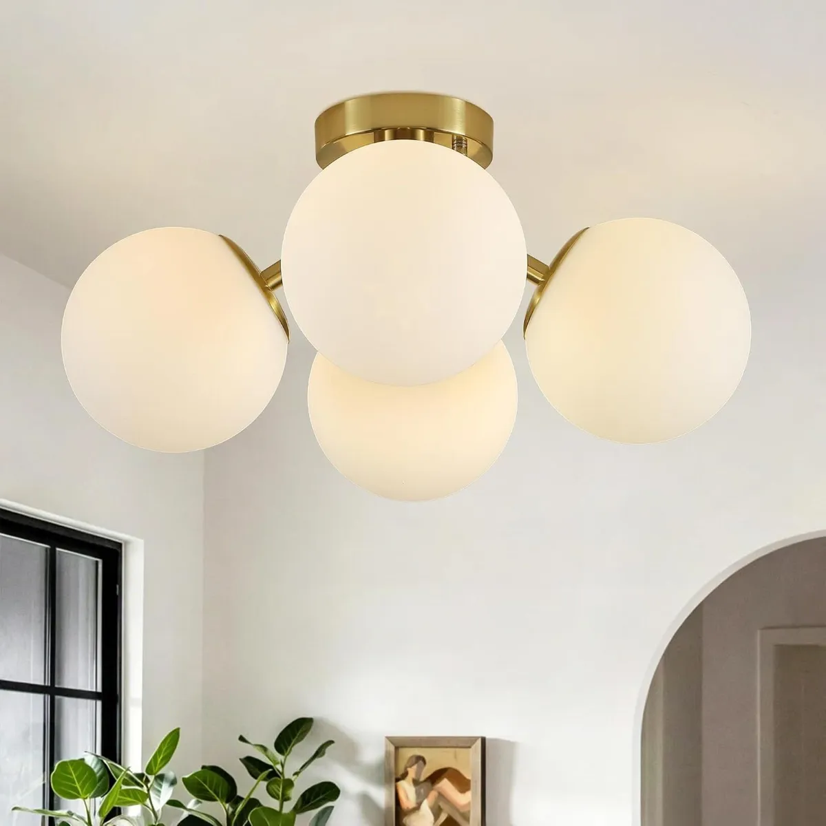 4-Light Brass Ceiling Light for Living Room - Image 1