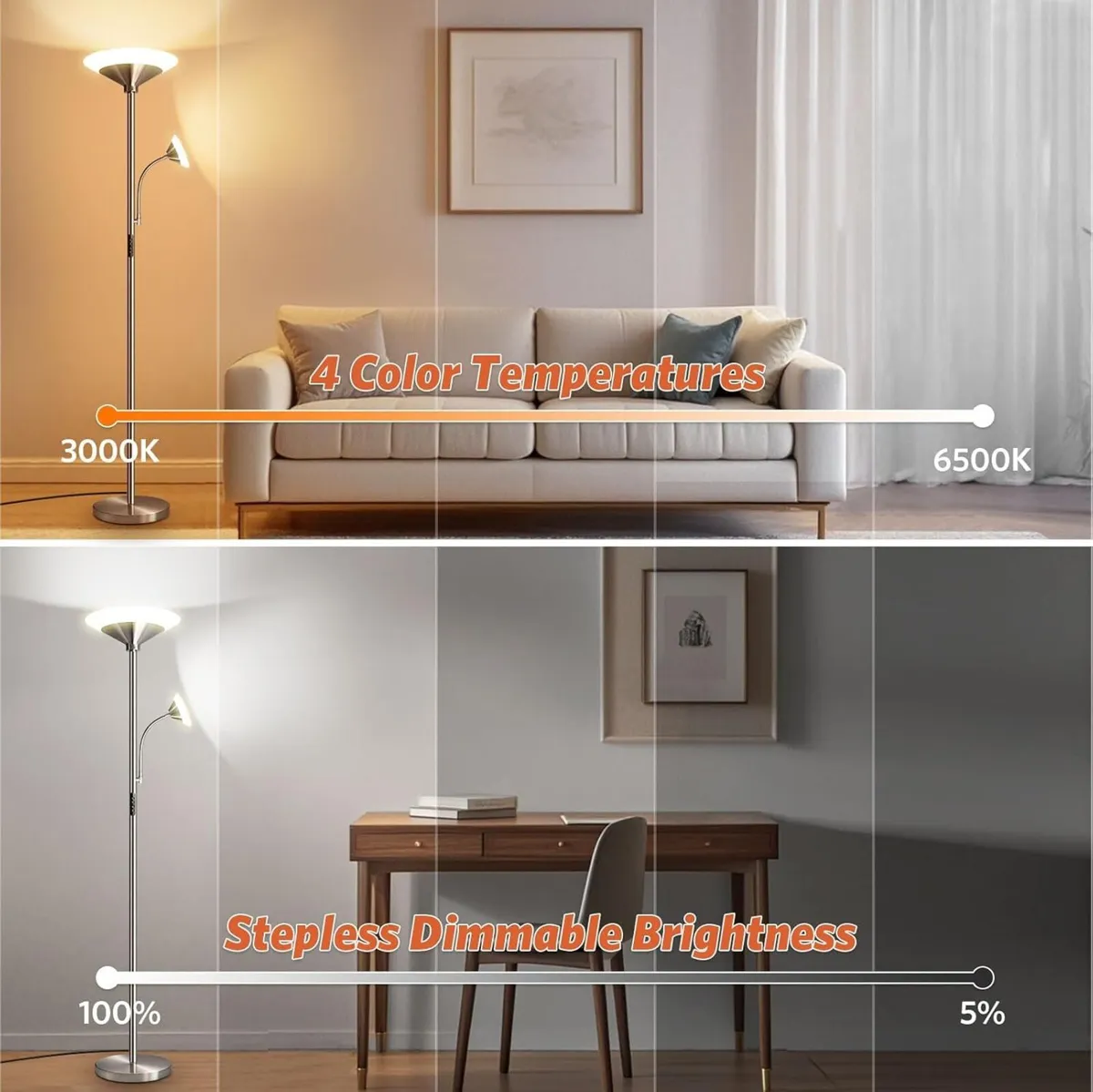 LED Floor Lamp for Living Room 27W Dimmable - Image 2