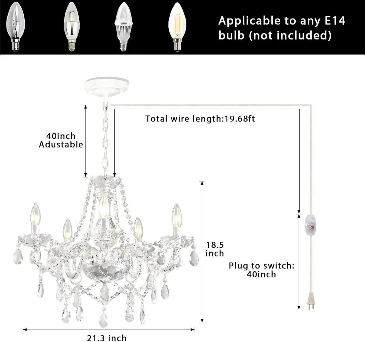 K9 Crystal Chandelier Light 5-Light 54x47CM - Image 3