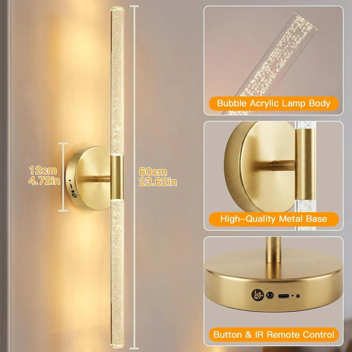 Wall Lights Indoor 8000mah with Bubble Acrylic - Image 4