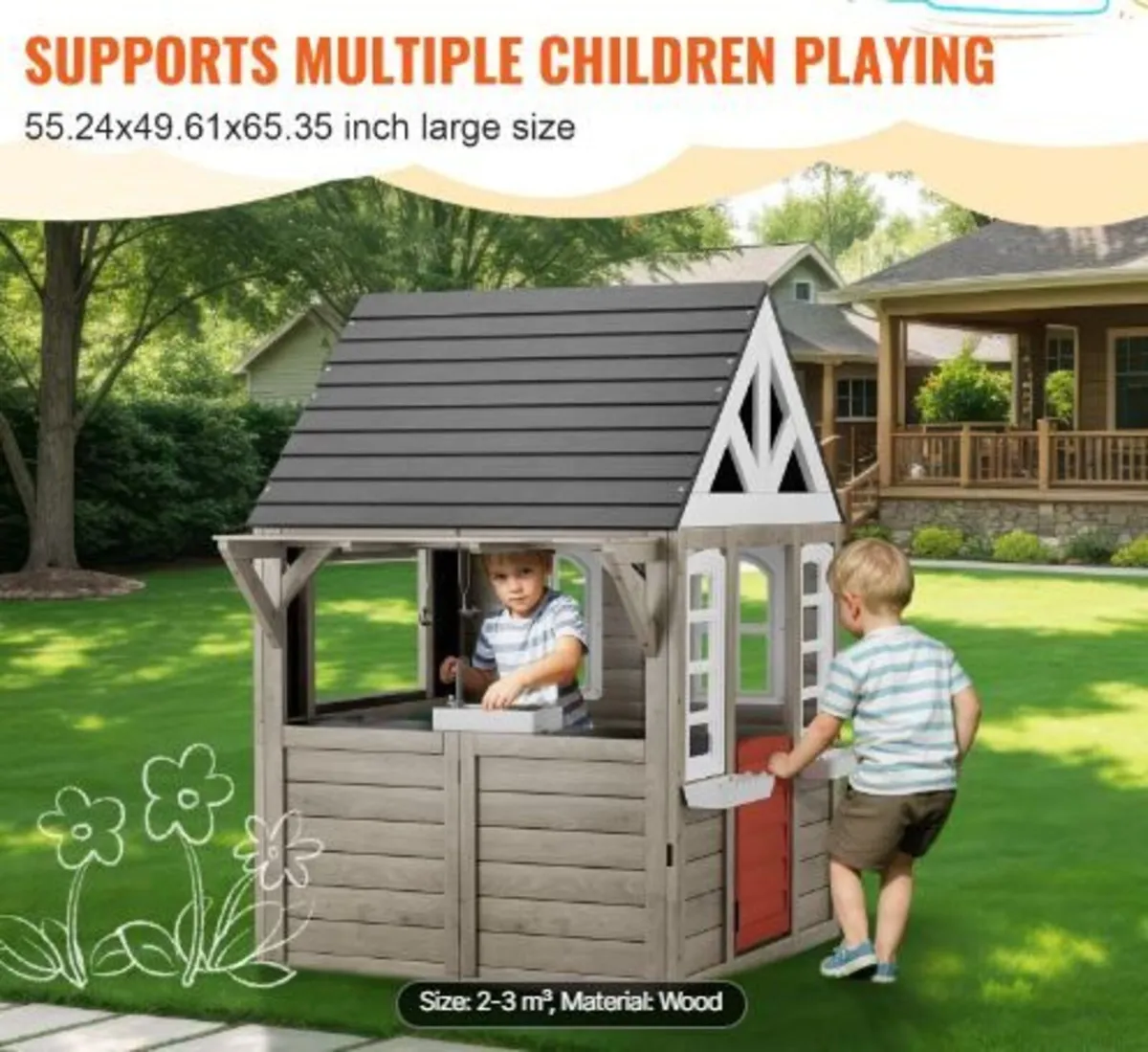 Outdoor Wooden Playhouse - Image 2