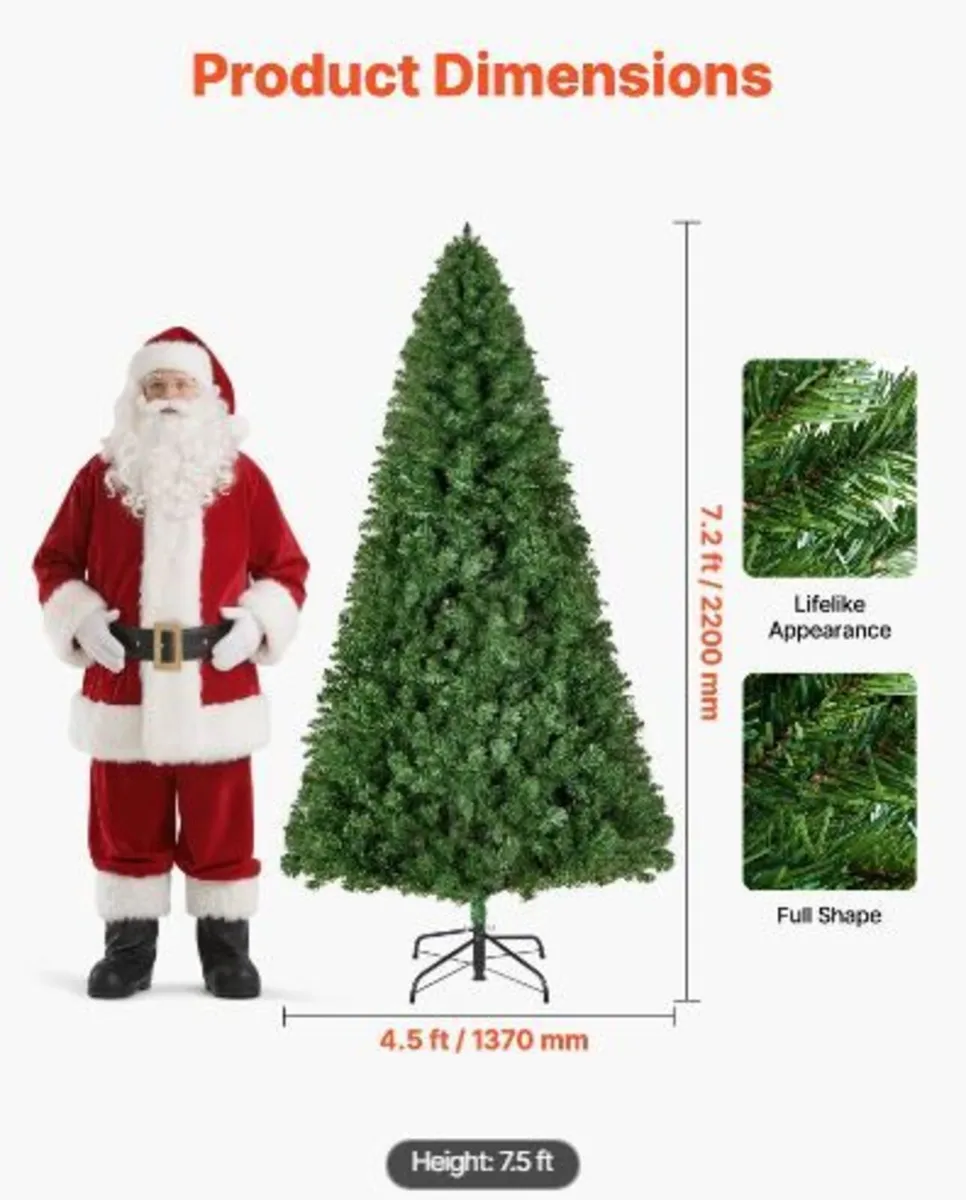 Christmas Tree, 2.2m Artificial Xmas Tree - Image 2